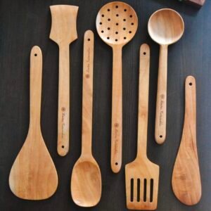 Almitra Sustainables Neem Wood Kitchen Ladle Set ( Set of 7 )