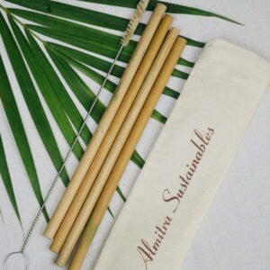 Almitra Sustainables Bamboo Straw ( Pack of 4) With 1 Cleaner